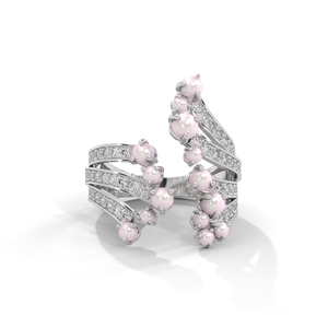 Pink Pearl Wrap <b>Ring</b> Clear Stone Fine Jewelry <b>Statement</b> Band for Women Party Gift - Product Image 1