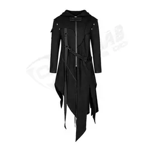 Cappotto soprabito con cappuccio e cerniera retrò-irregolare da uomo Gothic-vintages