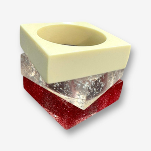 Bague en résine taille princesse, sculpture artistique, accessoire décoratif pour la maison, couleur ambre rouge, forme ronde, Saint-Valentin, Noël - Product Image 4