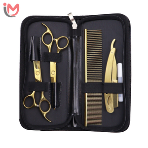 Kit de coiffure professionnel avec peigne et pince, bleu et noir, revêtement de qualité supérieure, étui en cuir à fermeture éclair, OEM - Product Image 4