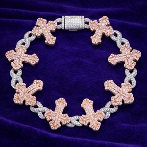 Moissanite Baguette Gothic Cross Infinity <b>Bracelet</b> Iced Out 925 <b>Sterling</b> <b>Silver</b> women's Her Everyday Wear Hip Hop Jewelry - Product Image 2