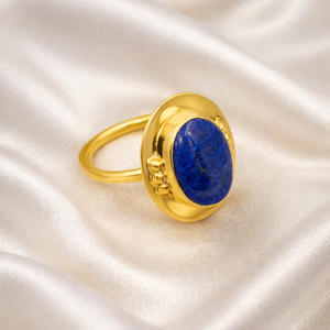 Natural Lapis Lazuli Gemstone <b>Ring</b> 925 Sterling Silver <b>Brass</b> Ball Design Rose Gold Yellow Gold Plated Handmade Jewelry <b>Ring</b> - Product Image 4
