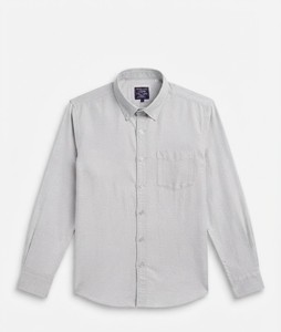 Chemise habillée homme unie gris pâle à col boutonné, manches longues, respirante, en popeline de coton, style décontracté chic, idéale pour le printemps - Product Image 3