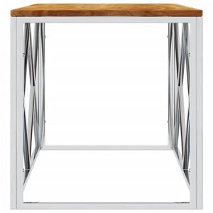 Mesa de centro de acero plateado y acacia natural - Product Image 4