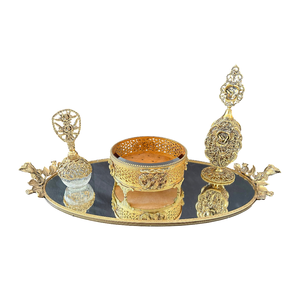 Ensemble de brûleurs d'encens en laiton doré, design arabe, brûleur de Bakhoor fait à la main, décoration d'intérieur, fabrication indienne - Product Image 1