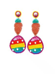 Boucles d'oreilles pendantes brodées de perles de verre rondes style bohème BE KIND pour mariée, idéales pour les fêtes - Product Image 2