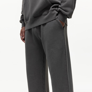 Pantalones Deportivos de Algodón Gris Oscuro para Hombre, Cintura Elástica, Corte Holgado Informal, Pierna Recta, con Bolsillos Laterales, para Otoño - Product Image 4