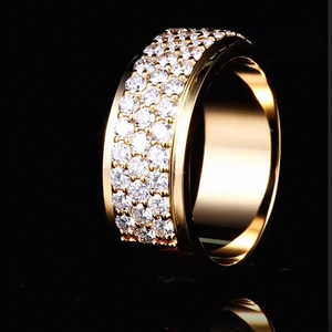 Luxury Unisex Eternity Band <b>Ring</b> 18K Solid <b>Gold</b> 18K <b>Gold</b> Plated Brilliant Cut Natural Stone Prong Setting <b>Cocktail</b> <b>Ring</b> - Product Image 3