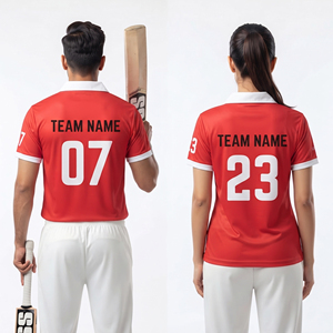 Maillot de cricket personnalisé, vêtements de sport d'équipe, maillot d'entraînement de cricket personnalisé, 100% polyester, manches courtes, col en V, hauts de maillot de cricket - Product Image 2