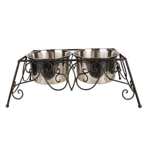 Premium Raised Pet Feeding Station with Dual <b>Stainless</b> <b>Steel</b> <b>Bowls</b> and Elegant Iron Stand for Home and Pet Shops - Product Image 3