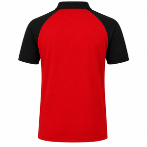 เสื้อโปโลแร็กแลนสีแดงและสีดำสำหรับผู้ชายแบบกำหนดเองพร้อมโลโก้ เสื้อโปโลสำหรับเล่นกอล์ฟที่ระบายอากาศได้ดี ชุดยูนิฟอร์มสำหรับองค์กร เสื้อโปโลลำลองสำหรับทำงาน - Product Image 3