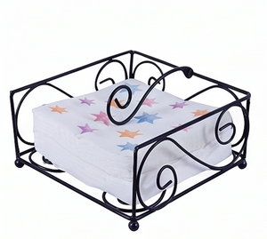Porta Servilletas de Hierro Puro con Acabado en Polvo Negro, Perfecto para Hoteles y una Elegante Organización de Mesa - Product Image 1
