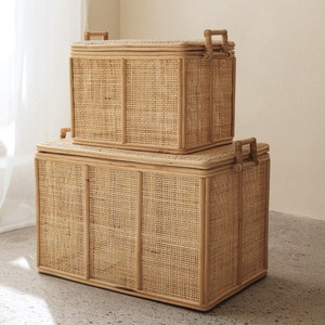 Wooden chest boxes lowest price rattan lidded hamper <b>basket</b> chests handcrafted <b>storage</b> trunks - Product Image 5