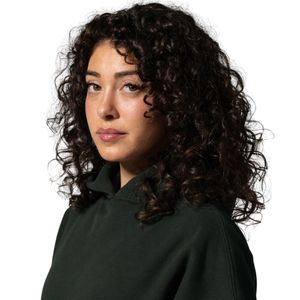 Sweat-shirt à capuche vert foncé pour femme, manches longues, en molleton, décontracté, pour la gym, vêtements de sport, doux et confortable, pour tous les jours - Product Image 3