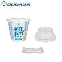 100mL gran oferta Hexagonal IML impresión personalización plástico gelatina helado yogur taza con tapa para mascotas