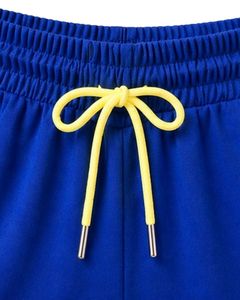 Shorts de sport pour femmes bleu roi et jaune, séchage rapide, respirant, pour la gym, le fitness, décontracté, été, taille élastique, vêtements de sport - Product Image 5