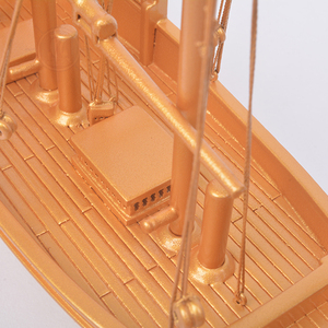 Modèle de bateau à voile dhow en bois doré fait main, bateau traditionnel arabe, figurine nautique, cadeau 31Lx8Wx27H cm - Product Image 6