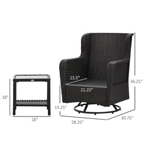 Set Bistrot Girevole a 360 Gradi Bianco Crema per Veranda e Patio 28.25x30.75x36.25 Pollici in Ferro per Ospedali e Impianti Sportivi - Product Image 3