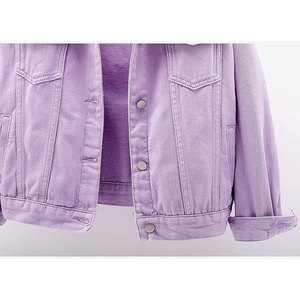 Chaqueta vaquera morada para mujer, abrigo vaquero lavanda oversize, ropa exterior de moda para mujer, corte holgado, informal, con botones, nueva - Product Image 3