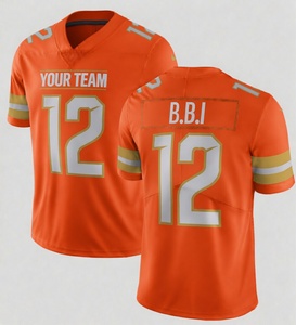 เสื้อฟุตบอลอเมริกันแบบซับลิเมชั่นสั่งทำพิเศษ สีขาว สำหรับผู้ชาย หมายเลข 12 B.B.I คอวี แขนสั้น ระบายเหงื่อได้ดี ชุดทีม - Product Image 6