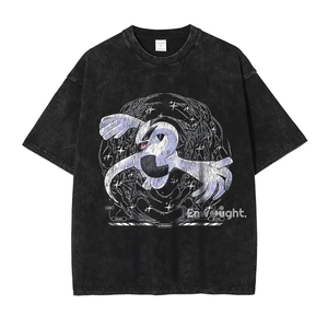 เสื้อยืดคอตตอนโอเวอร์ไซส์ลายปลาญี่ปุ่น สไตล์สตรีทแวร์ ทรงหลวม ขายส่งจากโรงงาน - Product Image 1
