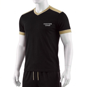 Camiseta deportiva de béisbol con ribete en contraste, venta al por mayor, estampado personalizado, cuello en V, ribete en hombros y mangas, ropa deportiva transpirable - Product Image 1