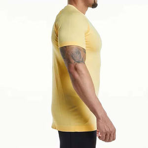 เสื้อยืดแขนยาวทรงแร็กแลนสีเหลืองสำหรับผู้ชาย แห้งเร็ว ทรงปกติ สปอร์ต คอโอ ผ้าเจอร์ซีย์ ทอจากโพลีเอสเตอร์/คอตตอน ป้องกันการเป็นขุย ระบายอากาศได้ดี ทรงฮิป - Product Image 3