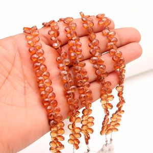 Perles de grenat Hessonite naturel facettées en forme de poire 5MM 7MM, perles de grenat Briolette, prix de gros, lot de 6 pouces pour la fabrication de bijoux - Product Image 6