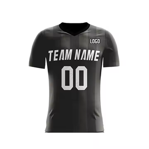 เสื้อฟุตบอลแบบซับลิเมชั่นสั่งทำพิเศษสำหรับผู้ชาย สีดำ คอวี แขนสั้น ระบายเหงื่อได้ดี ทรงแอธเลติก เหมาะกับทุกฤดูกาล ชื่อทีม 00 - Product Image 1