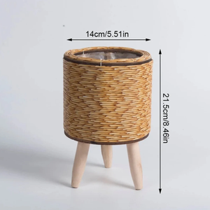 Fabricant vietnamien de pots de rangement au sol en rotin de style rétro avec poignées, tissés à la main, écologiques - Product Image 5