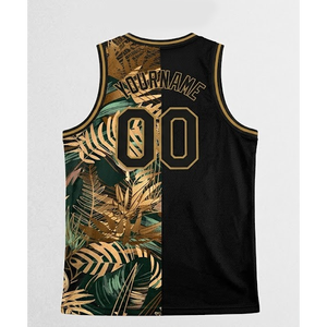 Chaleco Sublimado Unisex con Nombre y Número Personalizados, Jersey de Baloncesto de Doble Tono sin Mangas con Estampado de Plantas, Camiseta Transpirable - Product Image 2