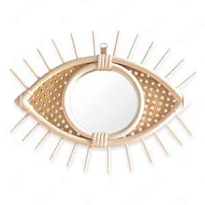 BOHO EYELASH Woven <b>Wicker</b> Mirror Bamboo Rattan Apple Fruit Shape Mirror Bedroom <b>Decor</b> - Product Image 6