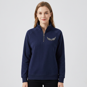 Sweat-shirt polaire bleu marine pour homme, coupe ample, col montant, décontracté, pour l'automne, uni, numérique, écologique, respirant - Product Image 3
