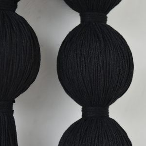 Black Macrame Wall Hanging <b>Large</b> Yarn Fiber Wall Art Geometric Aesthetic <b>Beaded</b> Tassel - Product Image 3
