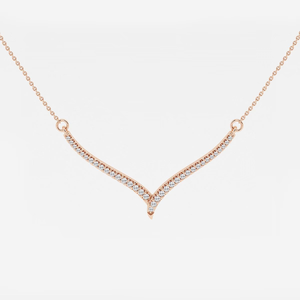 Collar de Cadena con Diseño Chevron Pequeño, con Diamante Cultivado en Laboratorio, para Mujer, Elegante y Brillante, para Uso Diario - Product Image 3