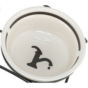 Comedero y Bebedero de Cerámica para Mascotas, Blanco/Negro, 0.6 L, 15 cm de Diámetro - Product Image 4