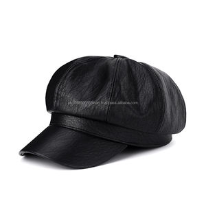 Chapeau d'hiver en cuir PU de haute qualité pour femmes chapeau rond réglable avec chaud à l'intérieur de la mode décontracté chapeaux en gros - Product Image 5