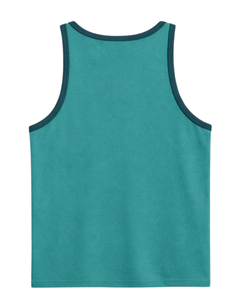 Custom Blue Contrast Trim <b>Men</b> Tank Top Sleeveless Cotton Vest Solid Color Casual Summer Gym Workout Fitness <b>Singlet</b> Breathable - Product Image 5