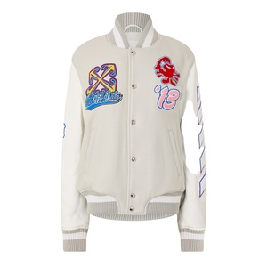 Chaqueta Universitaria Personalizada con Logotipo, Chaqueta Universitaria de Alta Calidad para Mujer, Bordada, con Mangas de Cuero para Invierno - Product Image 1