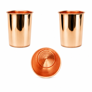 Ensemble de 2 verres à eau en cuivre pur faits à la main, gobelets ayurvédiques avec motif floral en relief, vaisselle en métal écologique - Product Image 4