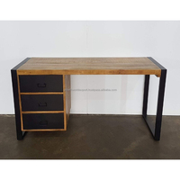 Bureau d'étude en bois de manguier massif industriel avec 3 tiroirs, design modulaire de luxe, mobilier de bureau