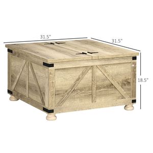 Tavolino quadrato fattoria con Flip-Top nascosto gambe in legno di quercia per soggiorno - Product Image 3