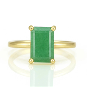 New Green Aventurine Rectangular Shape Prong <b>Set</b> <b>Ring</b> Trendy Gemstone Gold Plated S925 Sterling <b>Silver</b> Wedding Fine <b>Ring</b> Jewelry - Product Image 1
