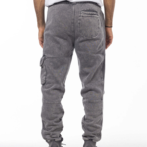 Customized Lightweight Casual Trending Streetwear Jogger Sun Faded Cotton Fleece Acid Wash Sweatpants Men's <b>Pants</b> - Product Image 4