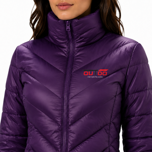 OUTDO Women's Purple <b>Quilted</b> Puffer <b>Jacket</b> Full Sleeve Stand Collar Zipper Closure Winter Wear Puffer <b>Jacket</b> for Women - Product Image 5