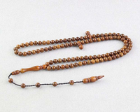 Tasbih turc en bois de coca, islamique, naturel, 6 à 10 mm, 99 perles, finition brillante, à suspendre au mur, fait main