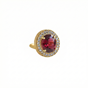 Classic Red Zircon Shade <b>Ring</b> with Cubic Zircon <b>Gold</b> Plated Wedding Band <b>Ring</b> - Product Image 1