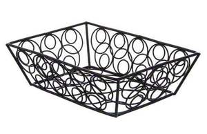 Panier de rangement moderne en fil métallique noir avec poignée, design géométrique rectangulaire, pour comptoir, cuisine, garde-manger, salle de bain - Product Image 3