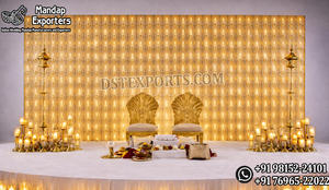 ฉากหลังตกแต่งงานแต่งงานบนเวทีด้วยเทียนแก้วสวยหรู พร้อมแสงไฟอบอุ่นสำหรับจัดพิธีในออสเตรเลีย - Product Image 6