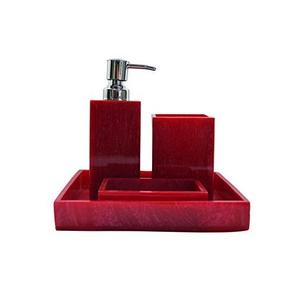 Nuevo Juego de Baño de Resina con Diseño en Espiral de 4 Piezas para el Hogar: Dispensador de Jabón, Portacepillos de Dientes, Bandeja para Artículos de Baño a un Precio Accesible - Product Image 1
